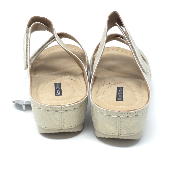 Good Choice Havana Gold Metallic Wedge Slide Sandals Size 10M - Picture 4 of 7